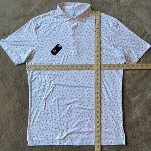 NWT Johnnie-O Featherweight Polo - Pink flamingo print